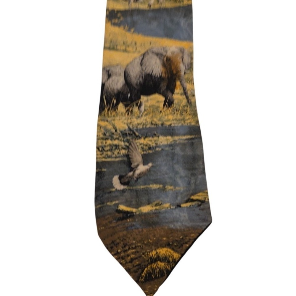 ENDANGERED SPECIES Mens 100% Silk Bird Theme‎ NECK TIES Elephant USA B1